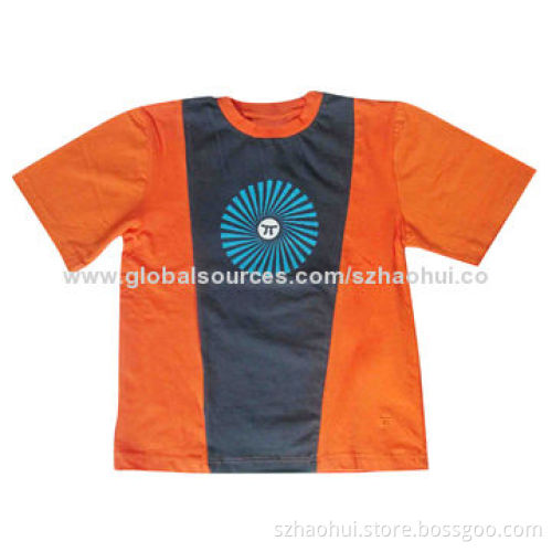 Boy's 100% Cotton Customized Design Printed T-shirt, OEM Orders are Welcome